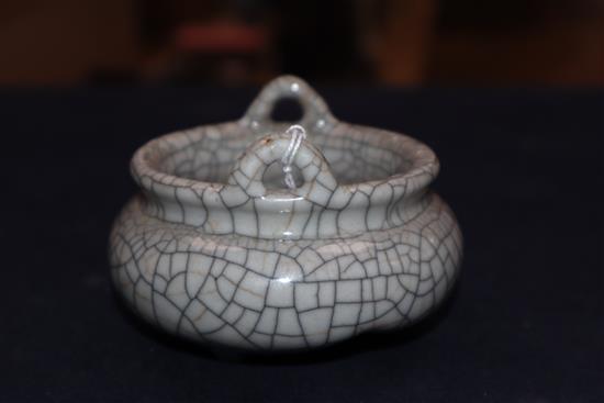 A Chinese crackle glaze tripod censer diameter 7.5cm